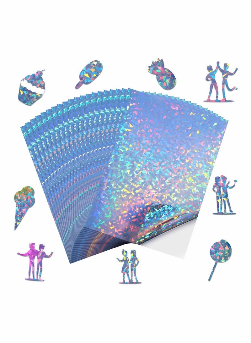 Holographic Printable Vinyl Sticker Paper, Dries Quickly Waterproof Sticker Paper 20Pcs (Diamond) - Image 1